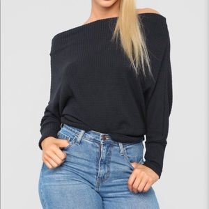 Off the shoulder long sleeve top